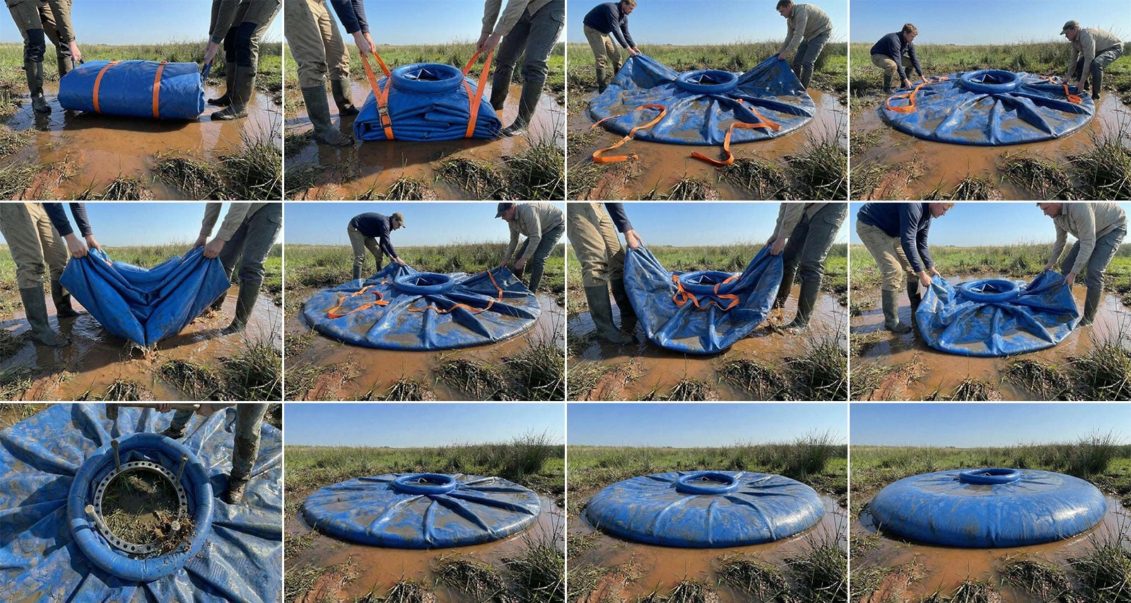 Fahrplan für das Ausrollen und den Einbau einer flexiblen Schalung an einer Sickerstelle