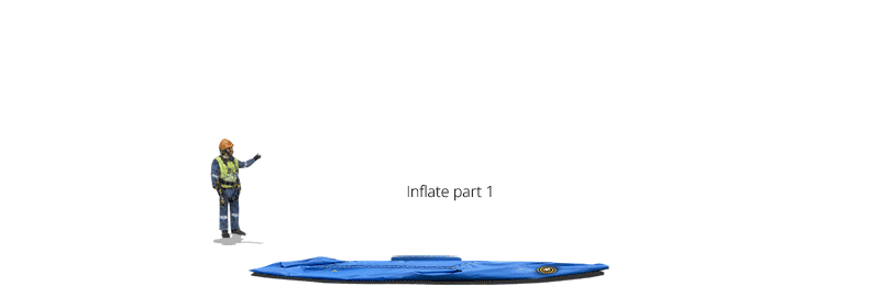 Opblaasbare mal van technisch textiel volledig opgeblazen